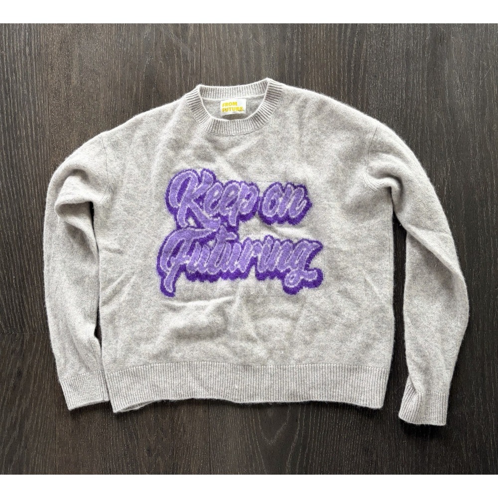 From Future 100% Cashmere Sweater Keep On Futuring Grey Purple